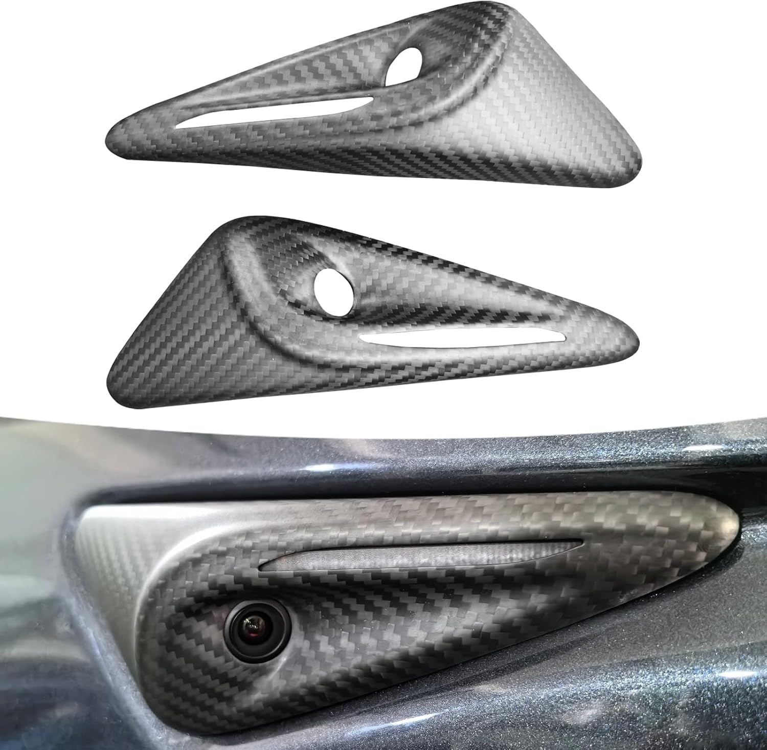 Premium Carbon Fiber Side Camera Protection Covers for Tesla Model Y Juniper (2025–2026) & Model 3 Highland (2024–2026)
