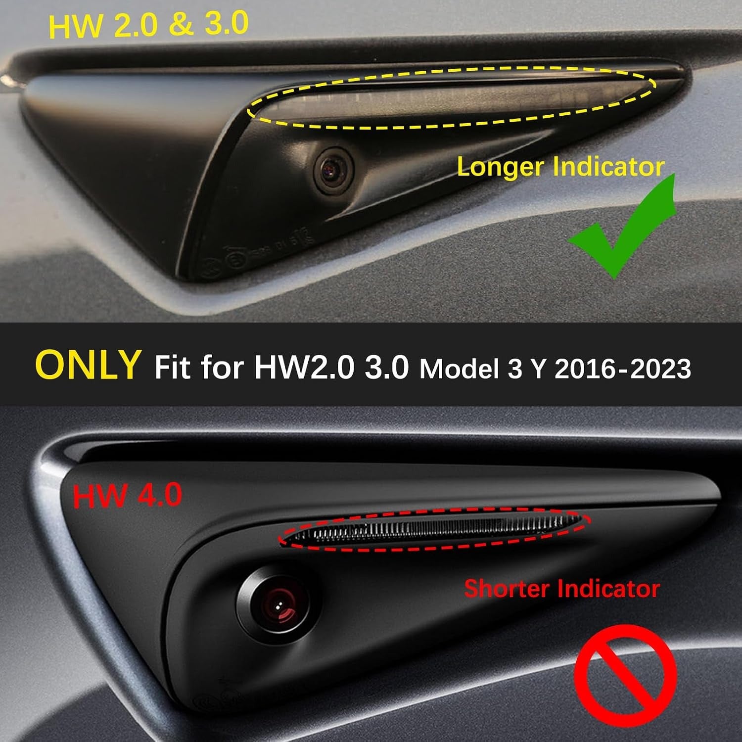 Tesla Side Camera Protection Covers | Glossy Carbon Fiber Finish for Model Y Juniper (2025–2026) & Model 3 Highland (2024–2026)