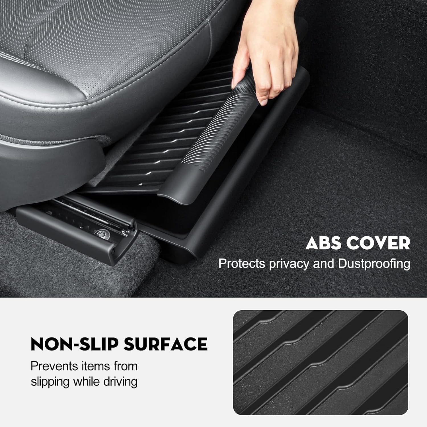 Hidden Under Seat Storage Box for Tesla Model Y Juniper 2025–2026 | TPE Organizer with Lid Cover