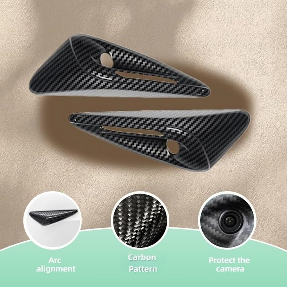 Premium Carbon Fiber Side Camera Protection Covers for Tesla Model Y Juniper (2025–2026) & Model 3 Highland (2024–2026)