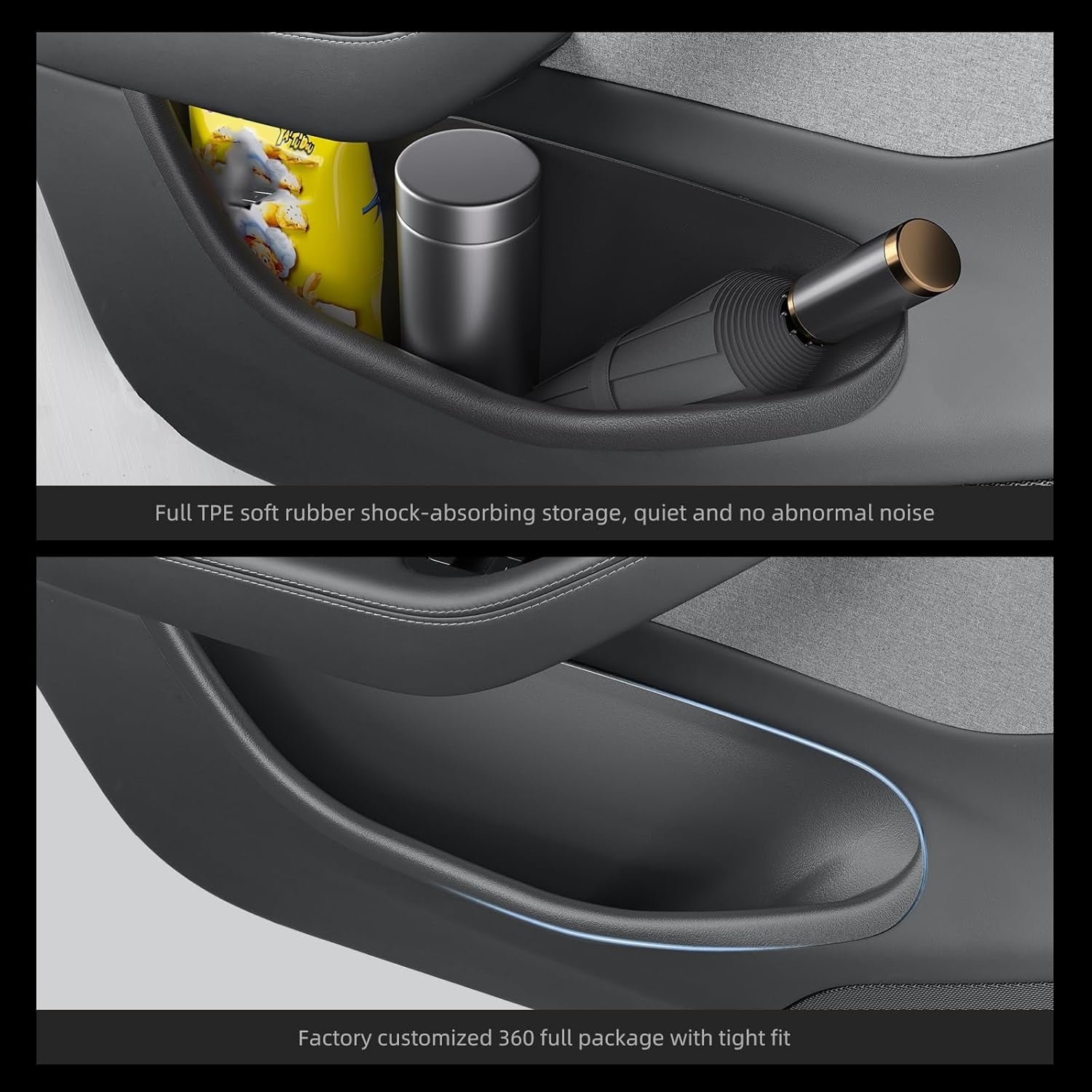 Tesla Door Storage Organizer Set for Model Y Juniper (2025–2026) | 4-Piece Full-Cover TPE Door Pocket Liners