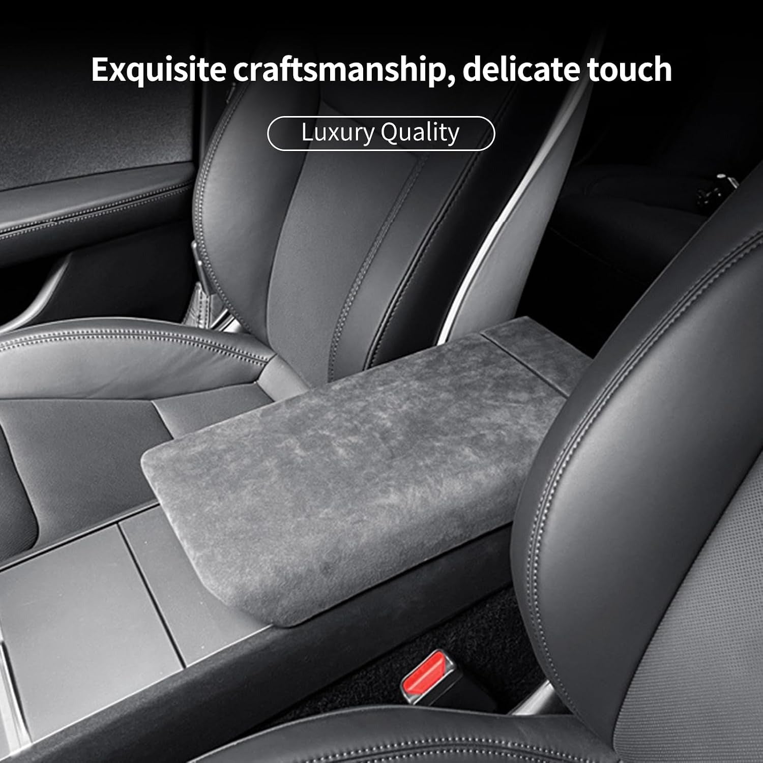 Tesla Alcantara Interior Protection Kit | Armrest Cover & Rear Air Vent Cover for Model Y Juniper (2025–2026) & Model 3 Highland (2024–2026)