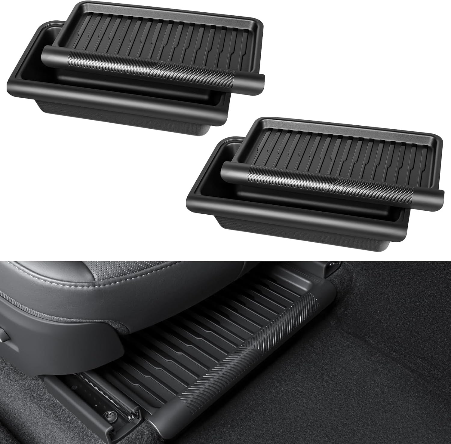 Hidden Under Seat Storage Box for Tesla Model Y Juniper 2025–2026 | TPE Organizer with Lid Cover
