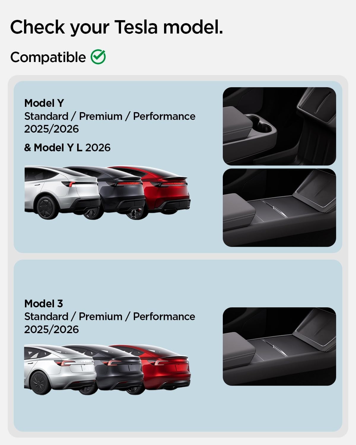 Tesla One-Touch Hidden Storage Box for Model Y Juniper (2025–2026) & Model 3 Highland (2024–2026)