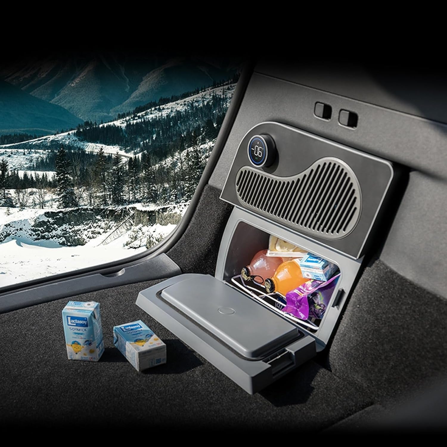 Car Refrigerator for Tesla Model Y 21-24, Model Y Junpier 2025+ 16L/17L Capacity Trunk Car Fridge, -6°C Cooling, Portable Freezer Cooler for Camping, Outdoor Driving
