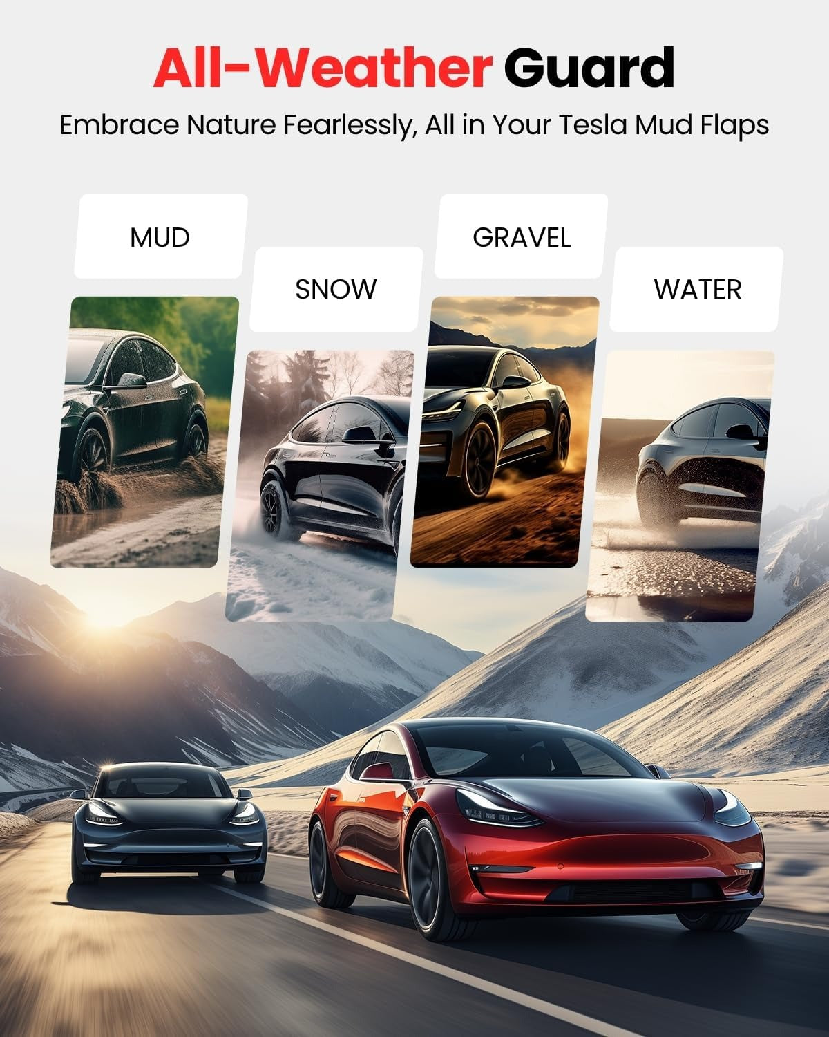 Tesla OEM Mud Flaps | No-Drill Splash Guards for Model Y & Model 3