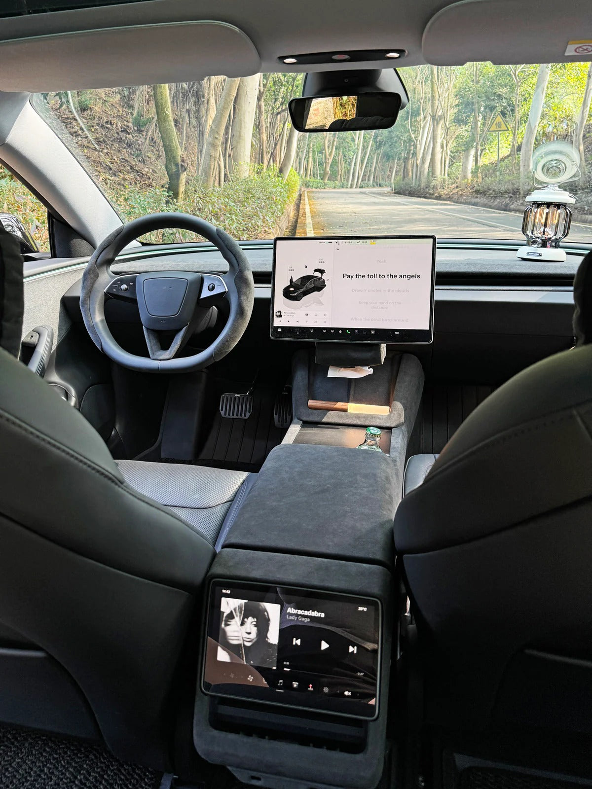 Tesla Alcantara Interior Protection Kit | Armrest Cover & Rear Air Vent Cover for Model Y Juniper (2025–2026) & Model 3 Highland (2024–2026)