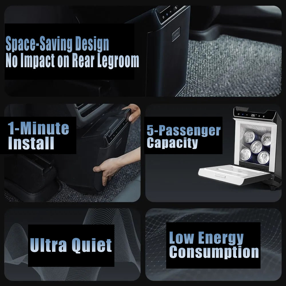 Car Refrigerator for Tesla Model Y Juniper, Rear Center Console Fridge for Model Y 2026~2025, Cooler & Warmer, Portable Freezer for Camping Commuting Sports & Traveling