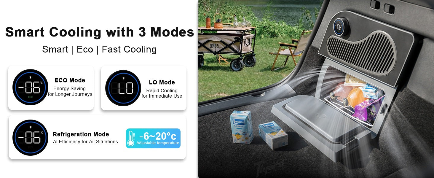 Car Refrigerator for Tesla Model Y 21-24, Model Y Junpier 2025+ 16L/17L Capacity Trunk Car Fridge, -6°C Cooling, Portable Freezer Cooler for Camping, Outdoor Driving