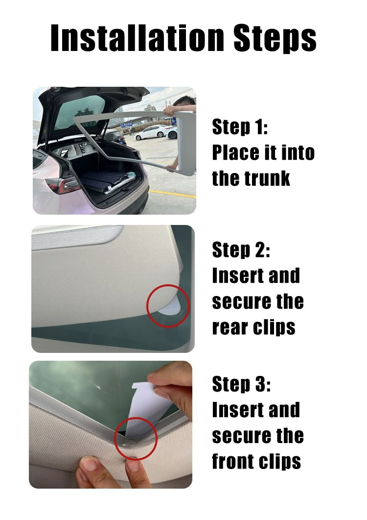 Tesla Model Y Retractable Slim Sunroof Sunshade ā Upgraded Sliding Frame Version (Fits New & Old Model Y)