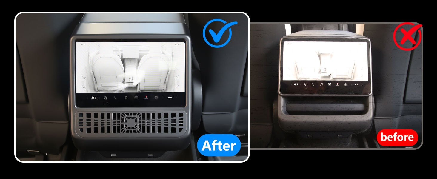 Tesla Model Y Juniper / Model 3 Highland Rear AC Vent Cover & 8-inch Screen Protector – All-in-One Interior Protection Kit (2024–2026)