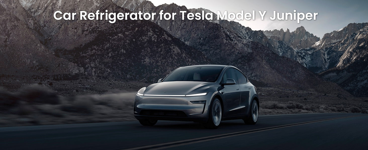 Car Refrigerator for Tesla Model Y Juniper, Rear Center Console Fridge for Model Y 2026~2025, Cooler & Warmer, Portable Freezer for Camping Commuting Sports & Traveling