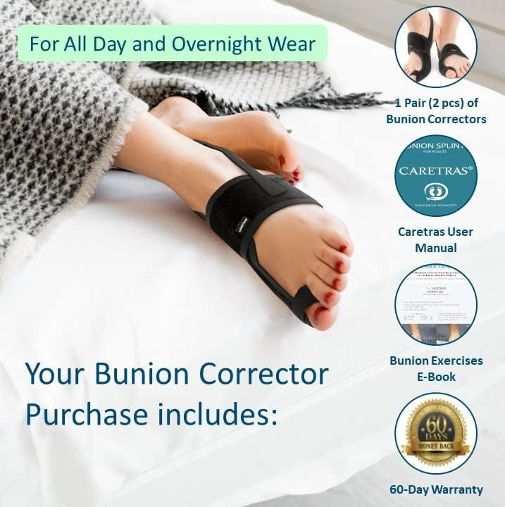 2-Pack Adjustable Bunion Corrector – Day & Night Big Toe Support