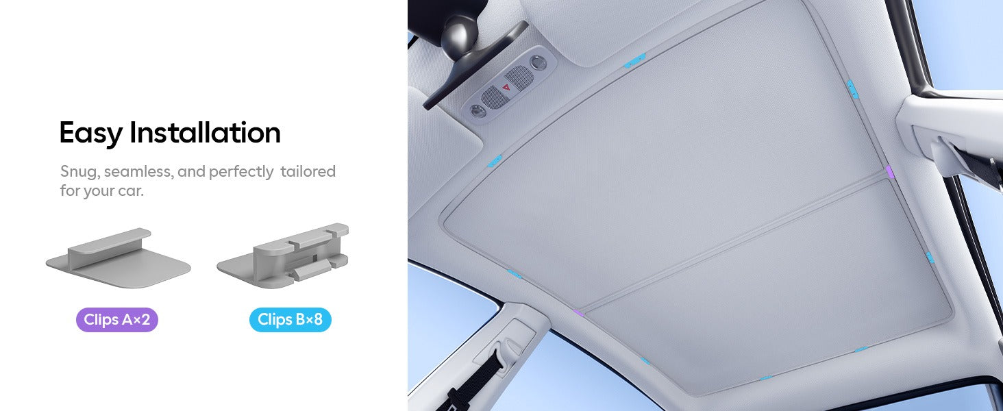 Tesla Model Y Sunshade Roof [Never Sag, Nano Ice-Crystal Coatings] 3-Gen Heat Insulation Glass Roof Sun Shade, Accessories for Tesla Model Y 2020~2025, Tesla Interior Gray