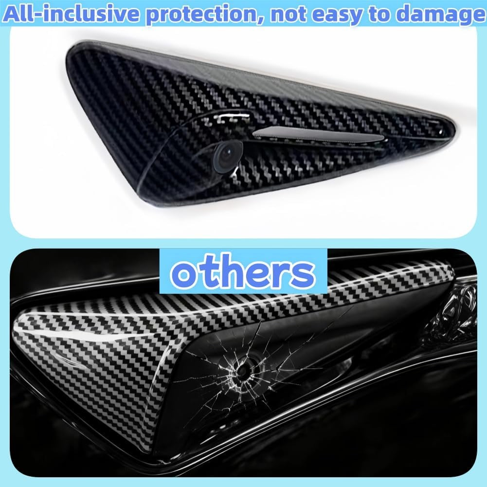 Premium Carbon Fiber Side Camera Protection Covers for Tesla Model Y Juniper (2025–2026) & Model 3 Highland (2024–2026)