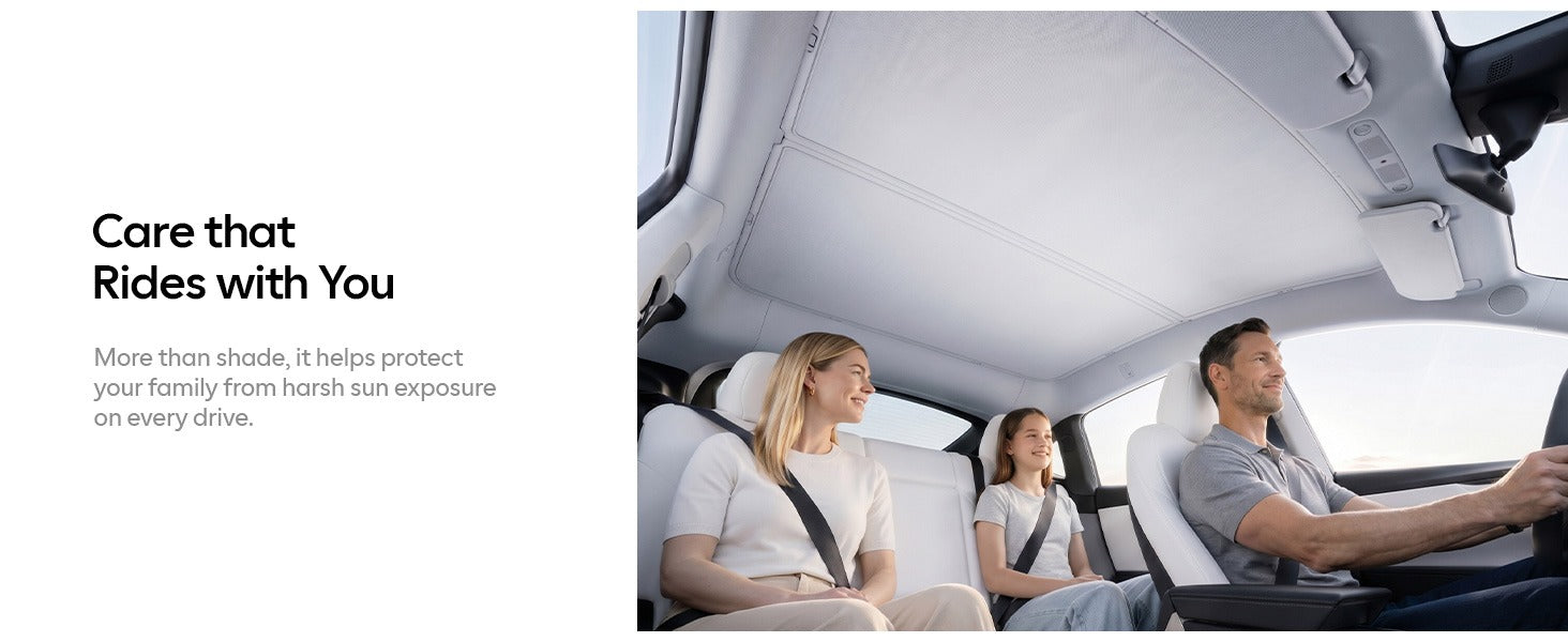 Tesla Model Y Sunshade Roof [Never Sag, Nano Ice-Crystal Coatings] 3-Gen Heat Insulation Glass Roof Sun Shade, Accessories for Tesla Model Y 2020~2025, Tesla Interior Gray