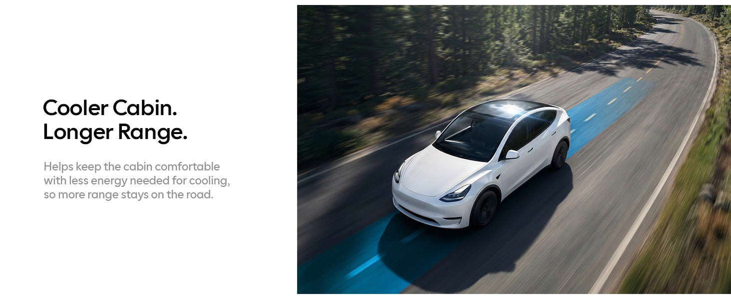 Tesla Model Y Sunshade Roof [Never Sag, Nano Ice-Crystal Coatings] 3-Gen Heat Insulation Glass Roof Sun Shade, Accessories for Tesla Model Y 2020~2025, Tesla Interior Gray