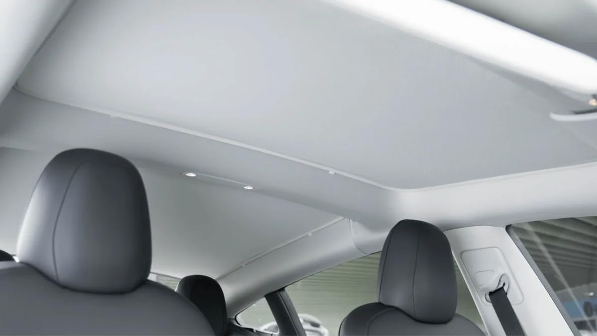 Tesla Model Y Sunshade Roof [Never Sag, Nano Ice-Crystal Coatings] 3-Gen Heat Insulation Glass Roof Sun Shade, Accessories for Tesla Model Y 2020~2025, Tesla Interior Gray