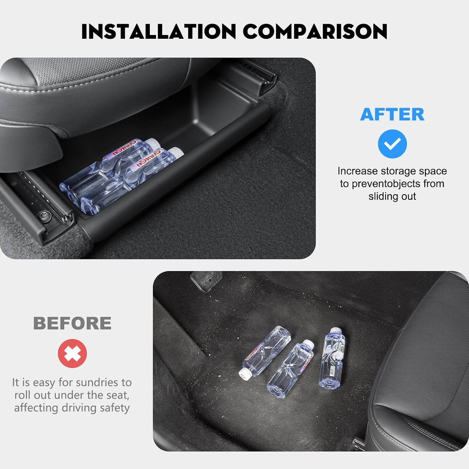 Hidden Under Seat Storage Box for Tesla Model Y Juniper 2025–2026 | TPE Organizer with Lid Cover