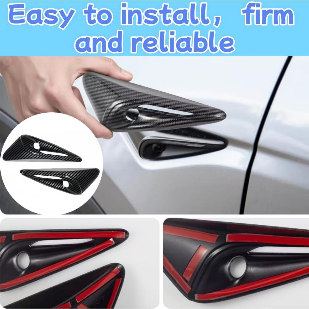 Premium Carbon Fiber Side Camera Protection Covers for Tesla Model Y Juniper (2025–2026) & Model 3 Highland (2024–2026)