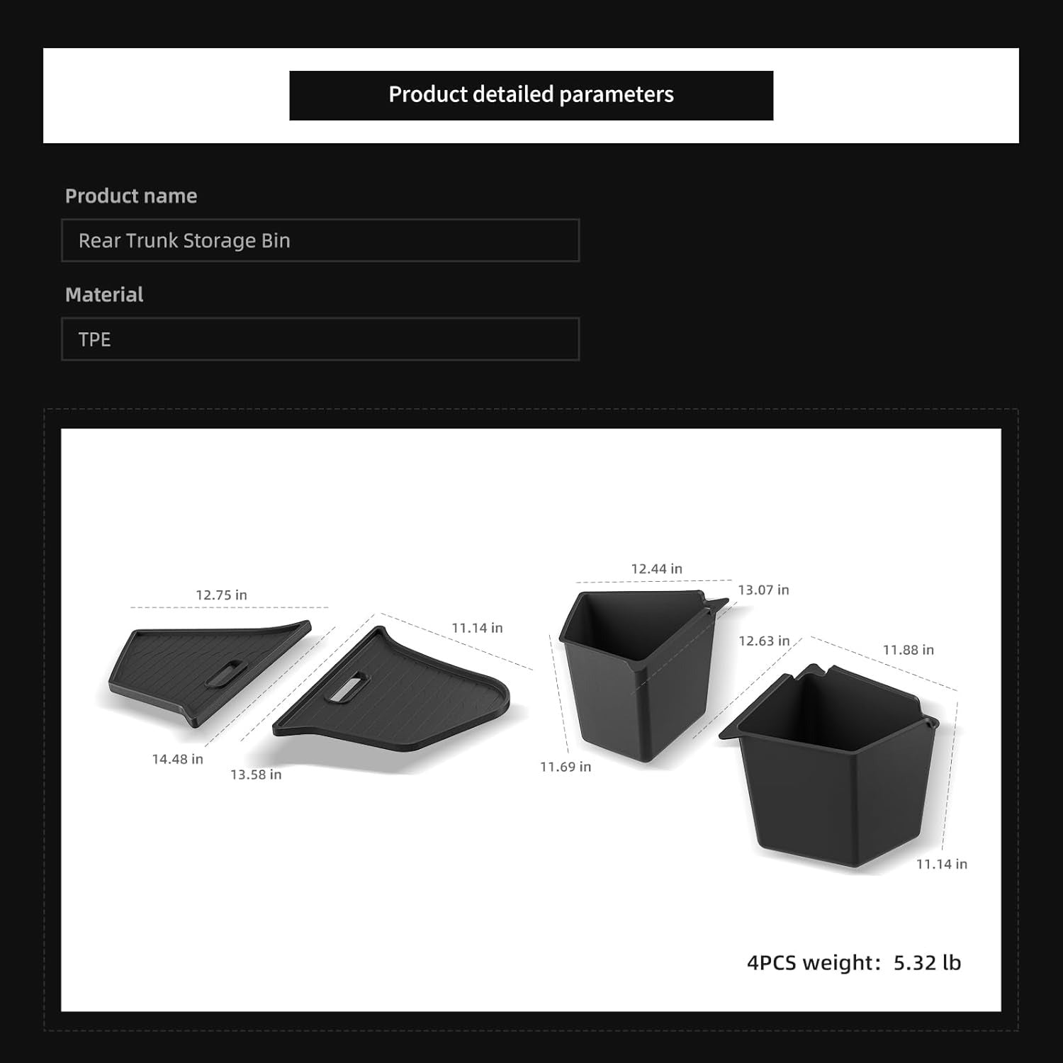Trunk Storage Bins for Tesla Model 3(24-26) / Y(20-26) / YL(25-26)