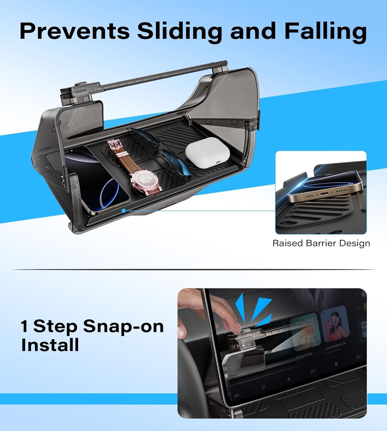 Hidden Under Screen Storage Organizer for Tesla Model Y Juniper & Model 3 Highland