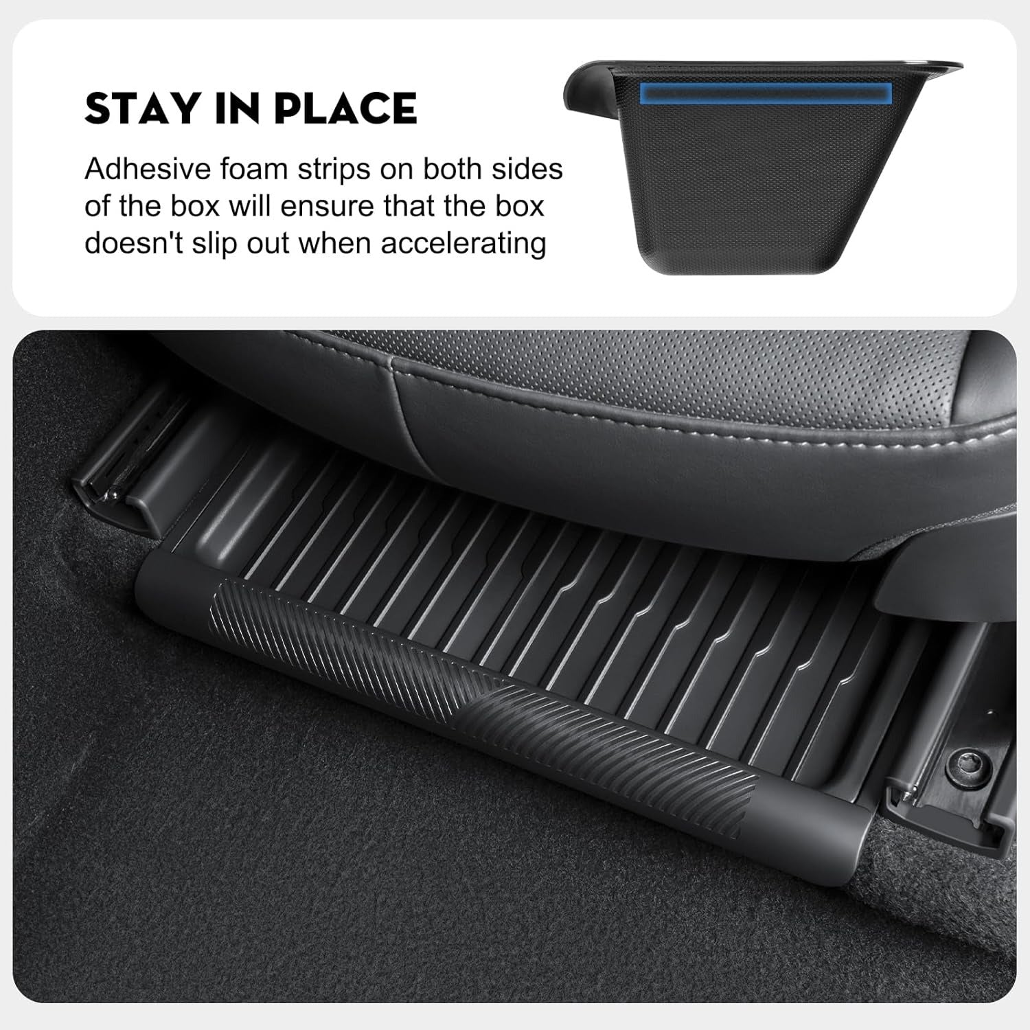 Hidden Under Seat Storage Box for Tesla Model Y Juniper 2025–2026 | TPE Organizer with Lid Cover