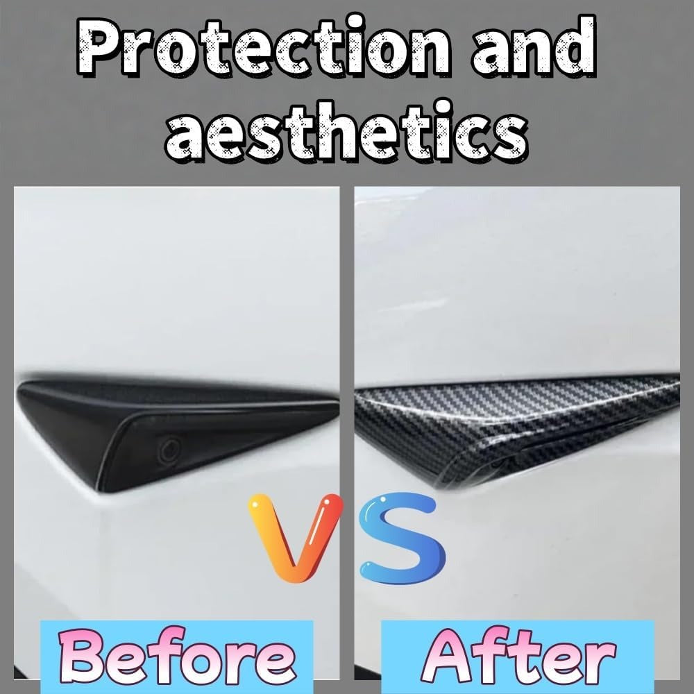 Premium Carbon Fiber Side Camera Protection Covers for Tesla Model Y Juniper (2025–2026) & Model 3 Highland (2024–2026)