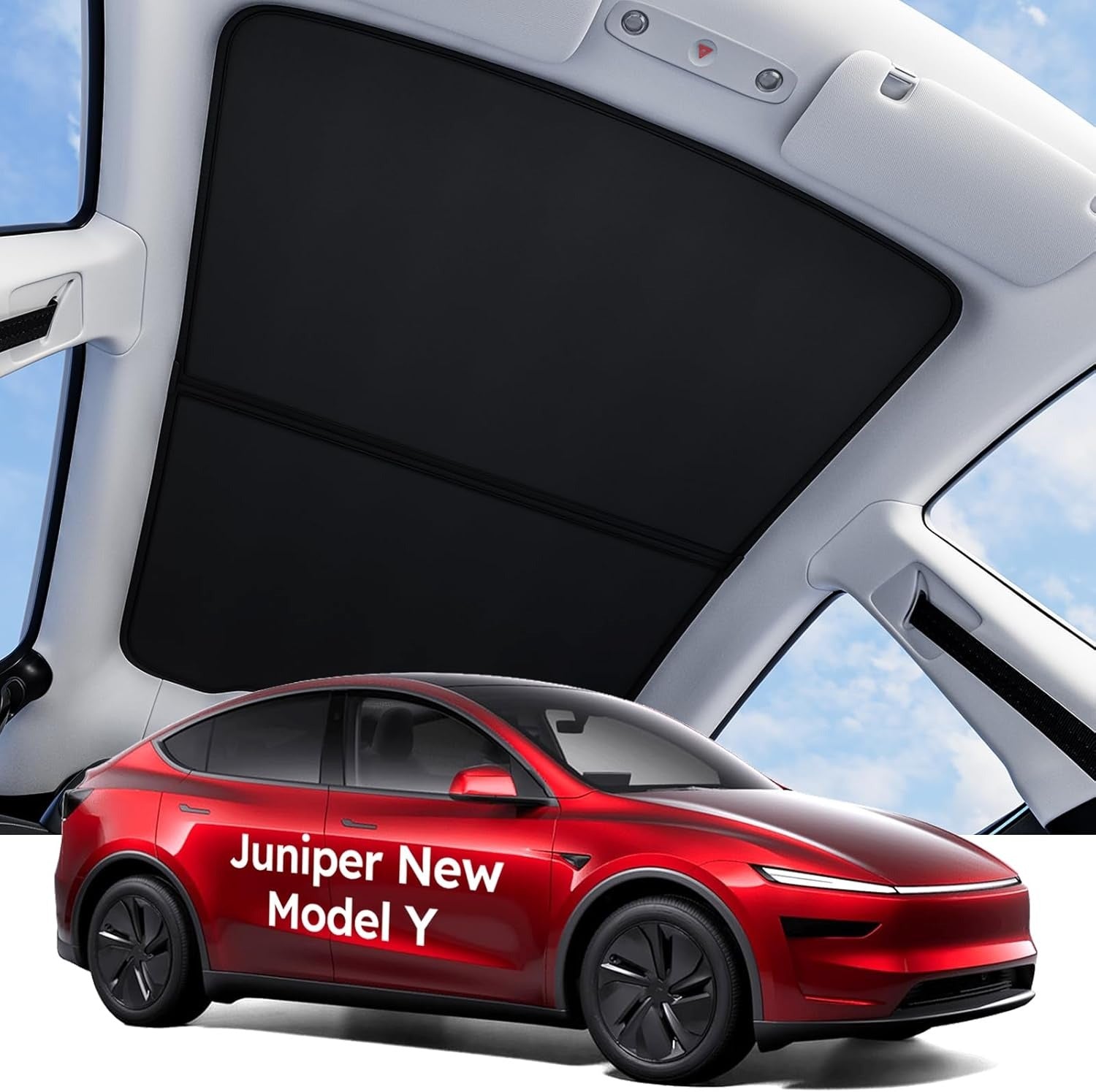 Tesla Model Y Sunshade Roof [Never Sag, Nano Ice-Crystal Coatings] 3-Gen Heat Insulation Glass Roof Sun Shade, Accessories for Tesla Model Y 2020~2025, Tesla Interior Gray