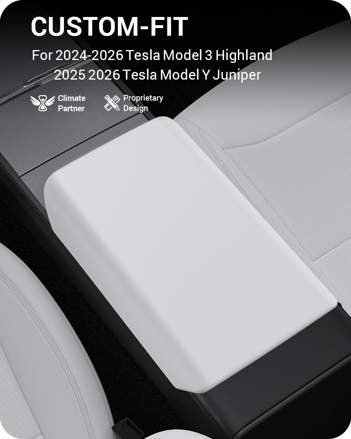 Tesla Alcantara Interior Protection Kit | Armrest Cover & Rear Air Vent Cover for Model Y Juniper (2025–2026) & Model 3 Highland (2024–2026)
