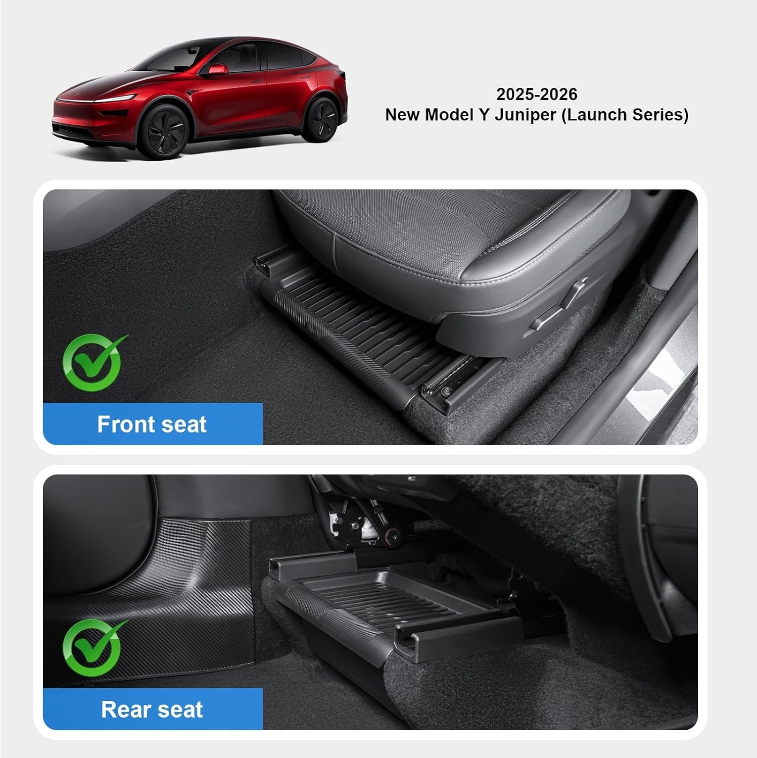 Hidden Under Seat Storage Box for Tesla Model Y Juniper 2025–2026 | TPE Organizer with Lid Cover
