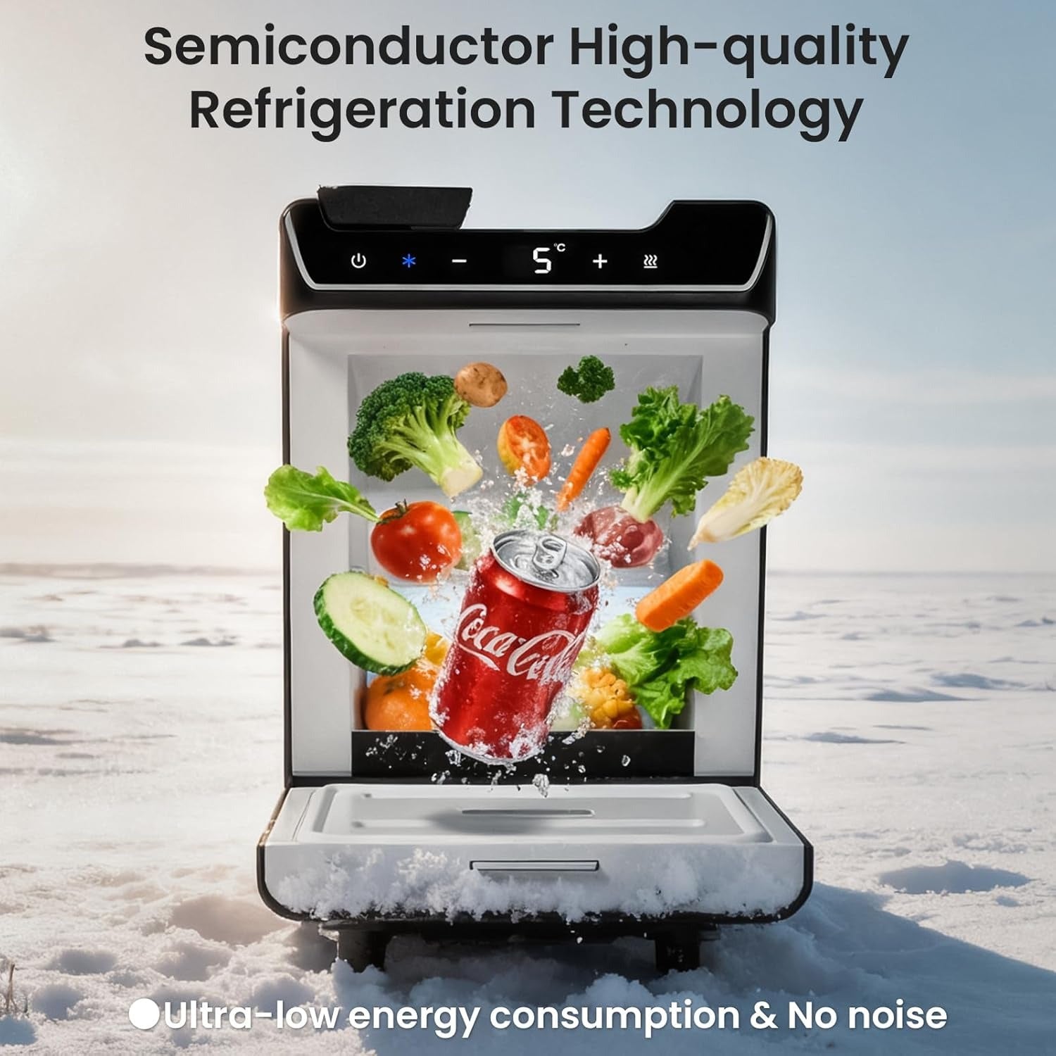 Car Refrigerator for Tesla Model Y Juniper, Rear Center Console Fridge for Model Y 2026~2025, Cooler & Warmer, Portable Freezer for Camping Commuting Sports & Traveling