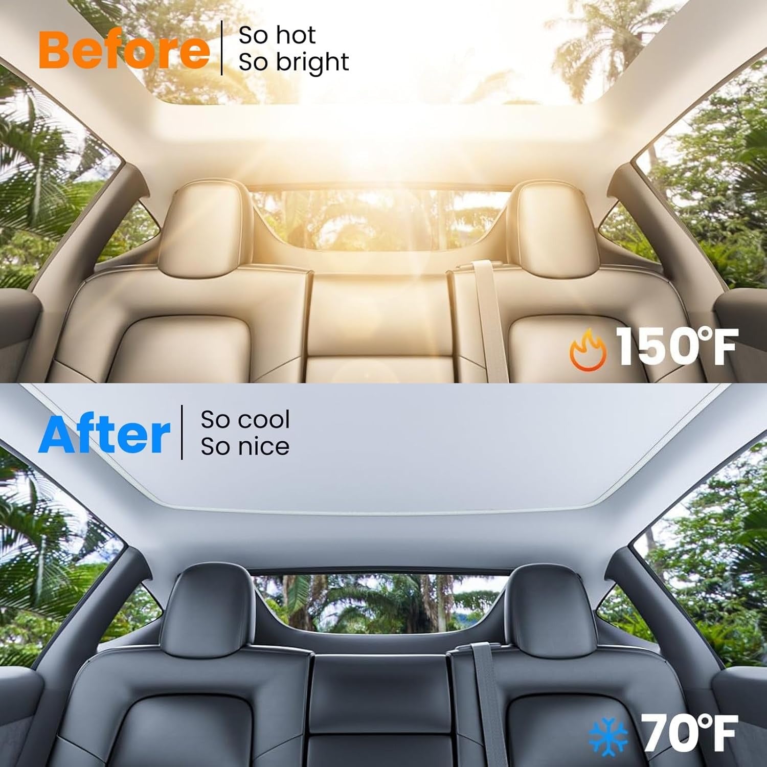 Electric Sunshade Roof for Tesla Model Y, Retractable Sunshade Roof Heat Insulation Glass Roof for Tesla Model Y 2019~2024, 5 Layer 99.9% UV Protection, Tesla Interior Gray Hidden Wires