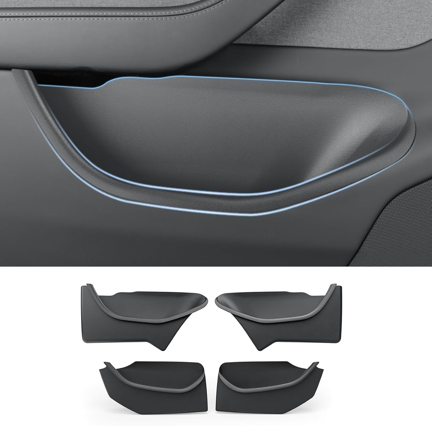 Tesla Door Storage Organizer Set for Model Y Juniper (2025–2026) | 4-Piece Full-Cover TPE Door Pocket Liners