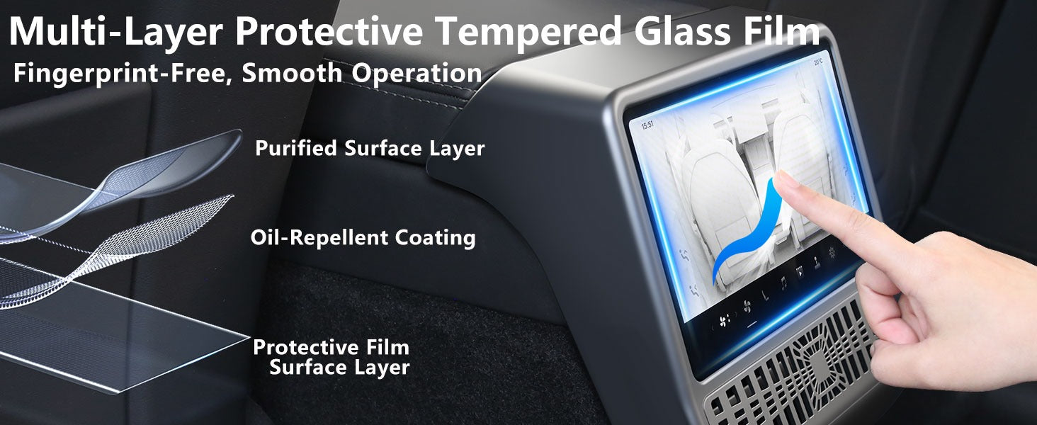 Tesla Model Y Juniper / Model 3 Highland Rear AC Vent Cover & 8-inch Screen Protector – All-in-One Interior Protection Kit (2024–2026)