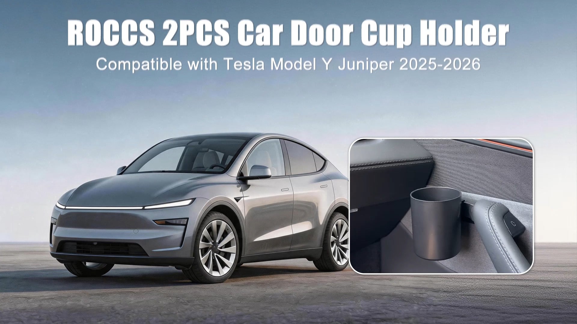 Tesla Door Handle Cup Holder Set for Model Y (2022–2026) & Model 3 (2022–2026) | OEM Fit | Premium ABS | Easy Install