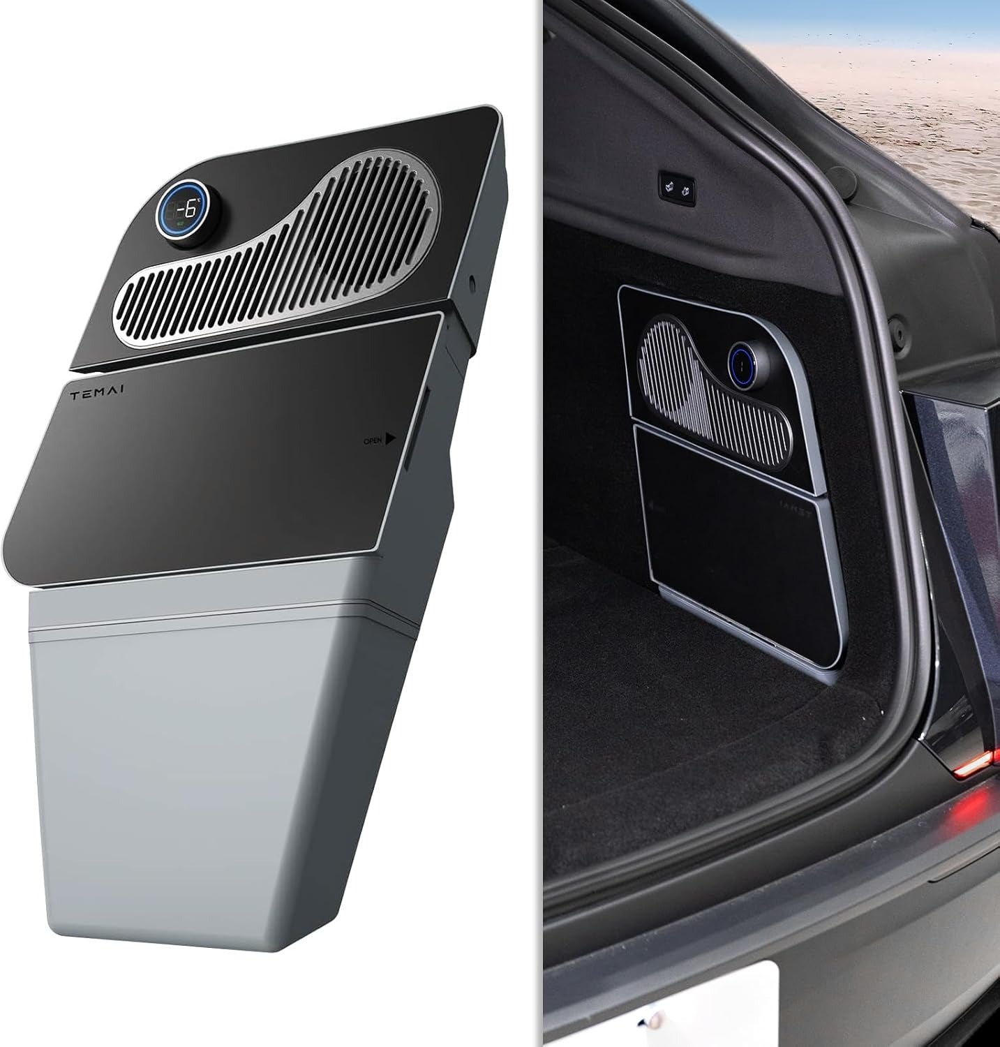 Car Refrigerator for Tesla Model Y 21-24, Model Y Junpier 2025+ 16L/17L Capacity Trunk Car Fridge, -6°C Cooling, Portable Freezer Cooler for Camping, Outdoor Driving