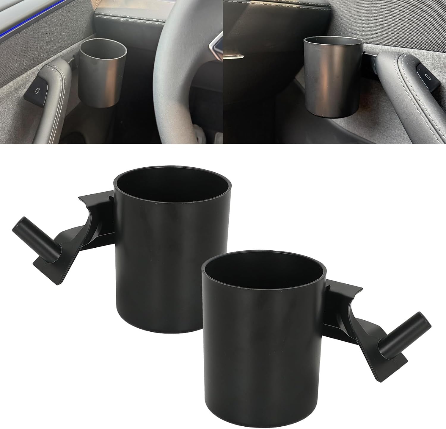 Tesla Door Handle Cup Holder Set for Model Y (2022–2026) & Model 3 (2022–2026) | OEM Fit | Premium ABS | Easy Install