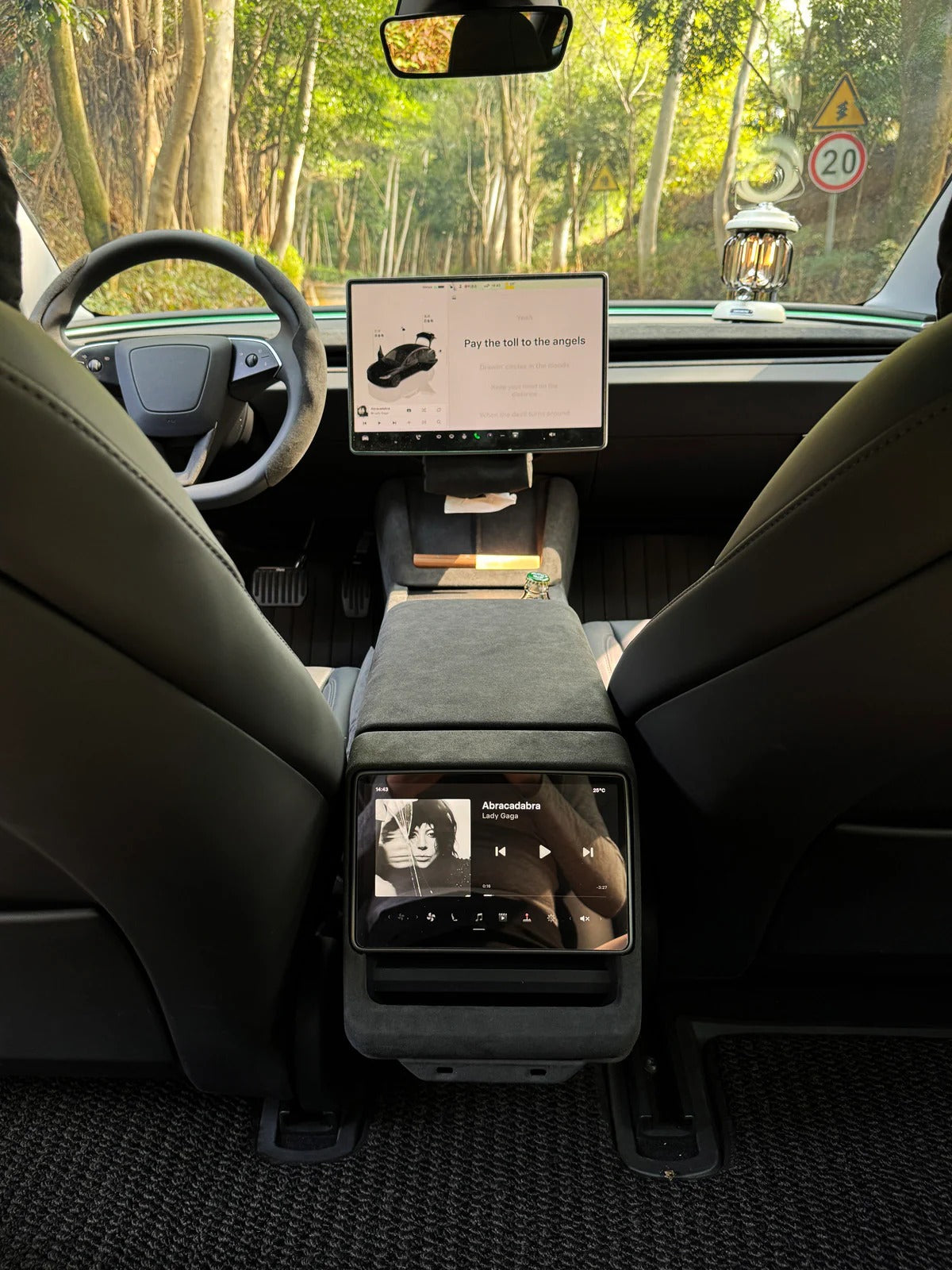 Tesla Alcantara Interior Protection Kit | Armrest Cover & Rear Air Vent Cover for Model Y Juniper (2025–2026) & Model 3 Highland (2024–2026)