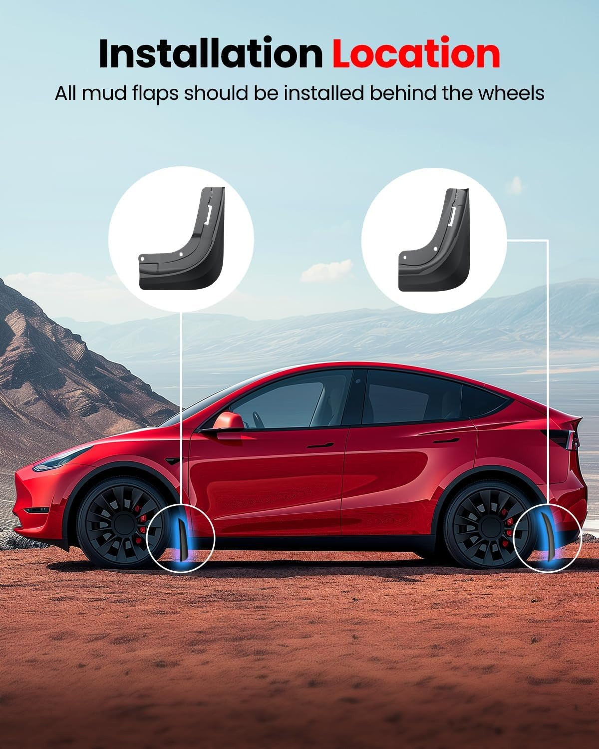 Tesla OEM Mud Flaps | No-Drill Splash Guards for Model Y & Model 3
