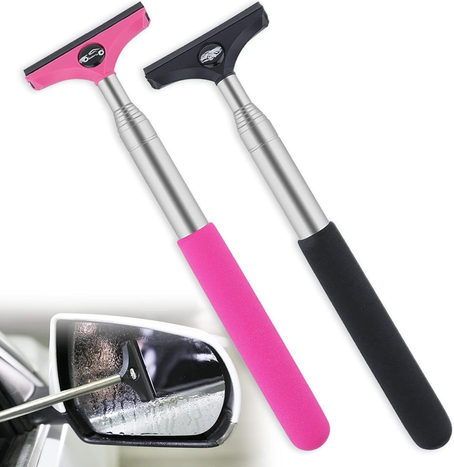 Retractable Car Side Mirror Squeegee | Rain & Fog Rearview Mirror Wiper Tool (2PCS Set)