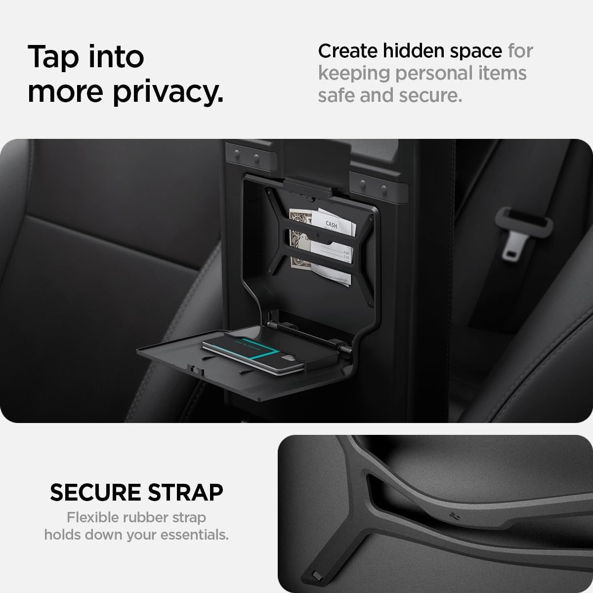 Tesla One-Touch Hidden Storage Box for Model Y Juniper (2025–2026) & Model 3 Highland (2024–2026)
