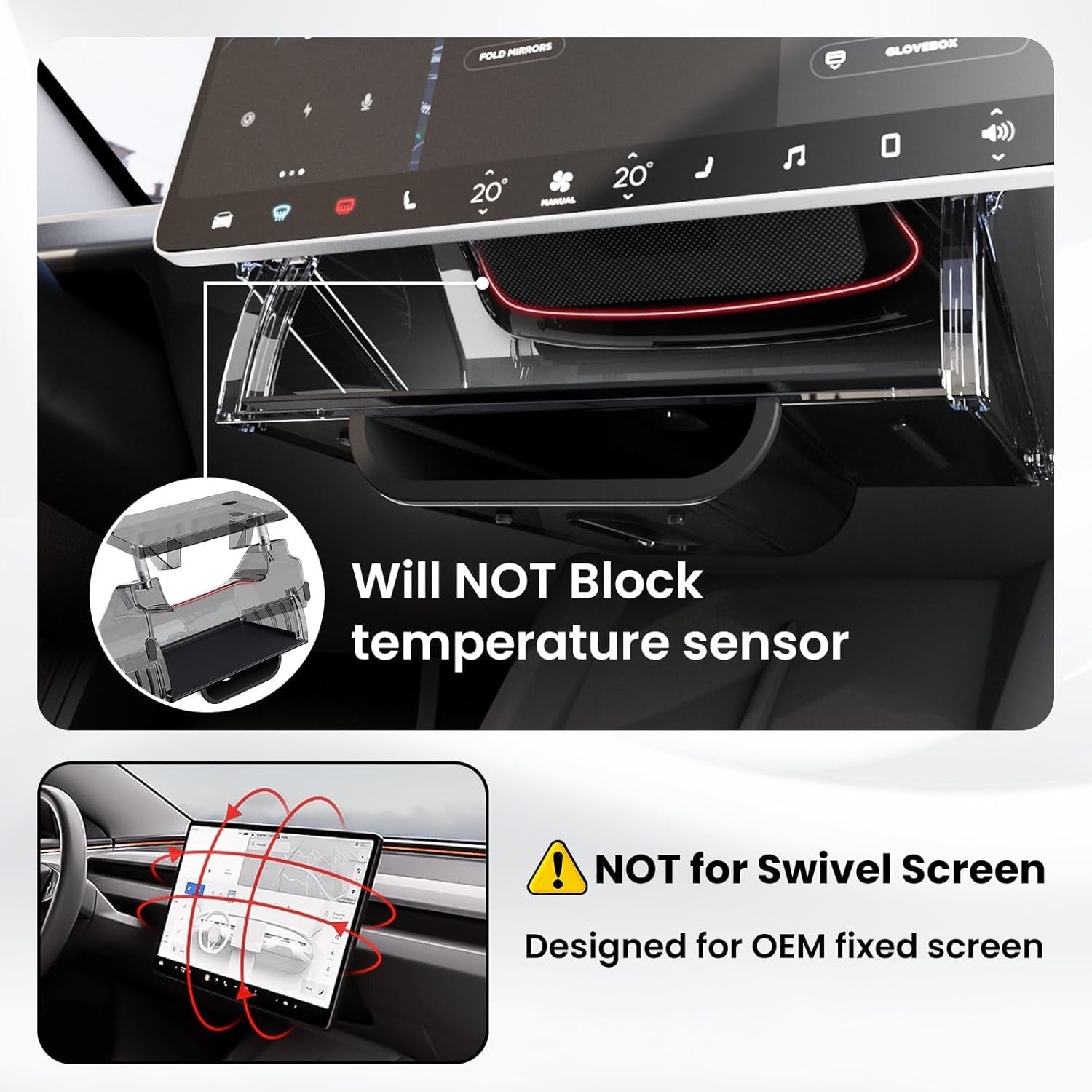 Under Screen Hidden Storage Organizer – Tesla Model Y Juniper & Model 3 Highland
