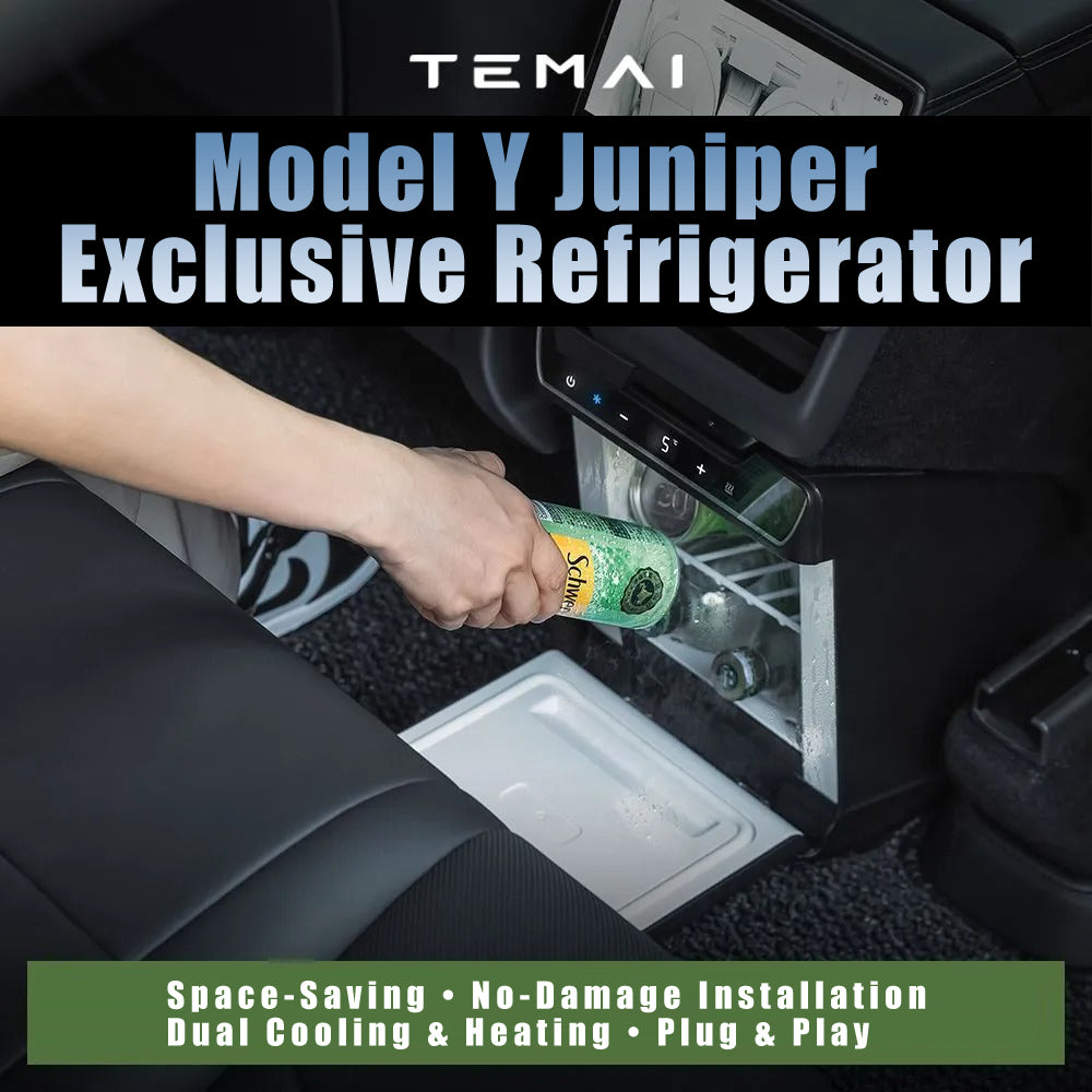 Car Refrigerator for Tesla Model Y Juniper, Rear Center Console Fridge for Model Y 2026~2025, Cooler & Warmer, Portable Freezer for Camping Commuting Sports & Traveling