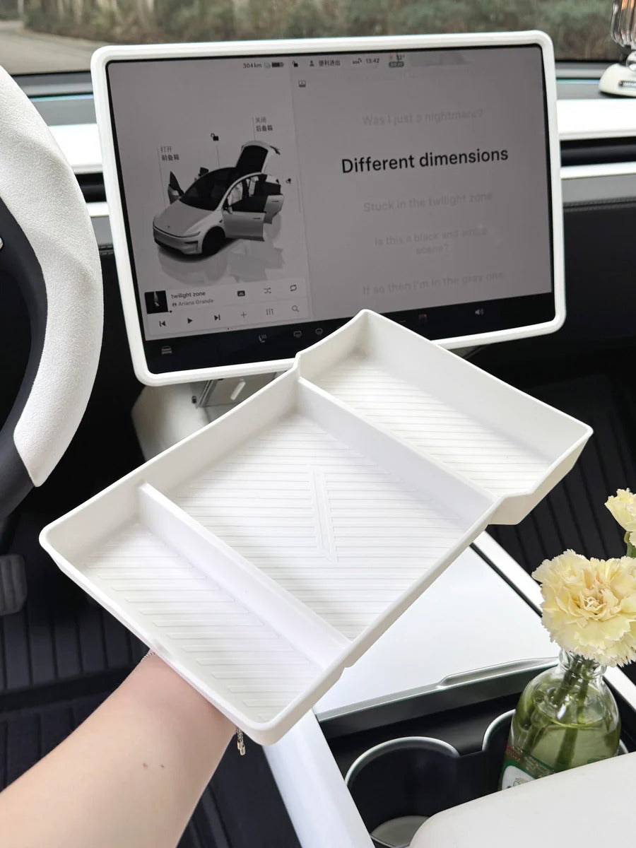 Tesla Center Console Storage Silicone Mat | Full-Coverage Non-Slip Organizer for Model Y Juniper (2025–2026)