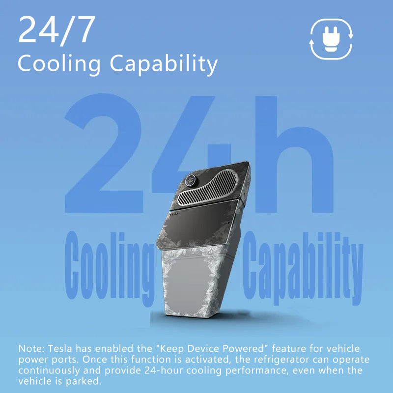 Car Refrigerator for Tesla Model Y 21-24, Model Y Junpier 2025+ 16L/17L Capacity Trunk Car Fridge, -6°C Cooling, Portable Freezer Cooler for Camping, Outdoor Driving