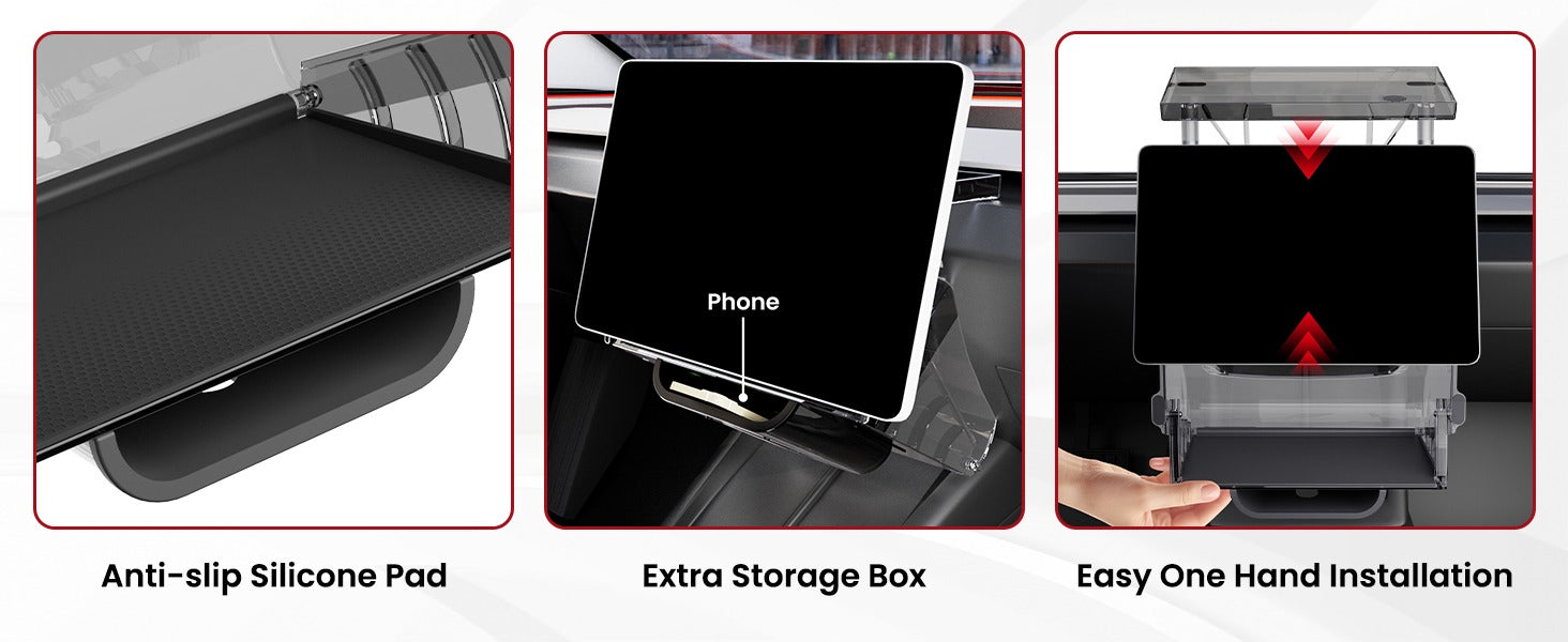 Under Screen Hidden Storage Organizer – Tesla Model Y Juniper & Model 3 Highland