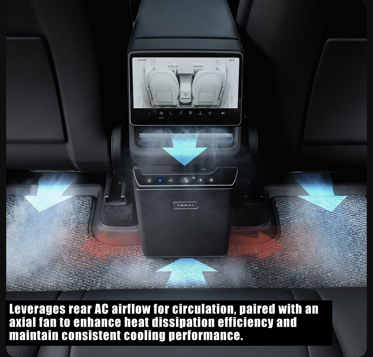 Car Refrigerator for Tesla Model Y Juniper, Rear Center Console Fridge for Model Y 2026~2025, Cooler & Warmer, Portable Freezer for Camping Commuting Sports & Traveling