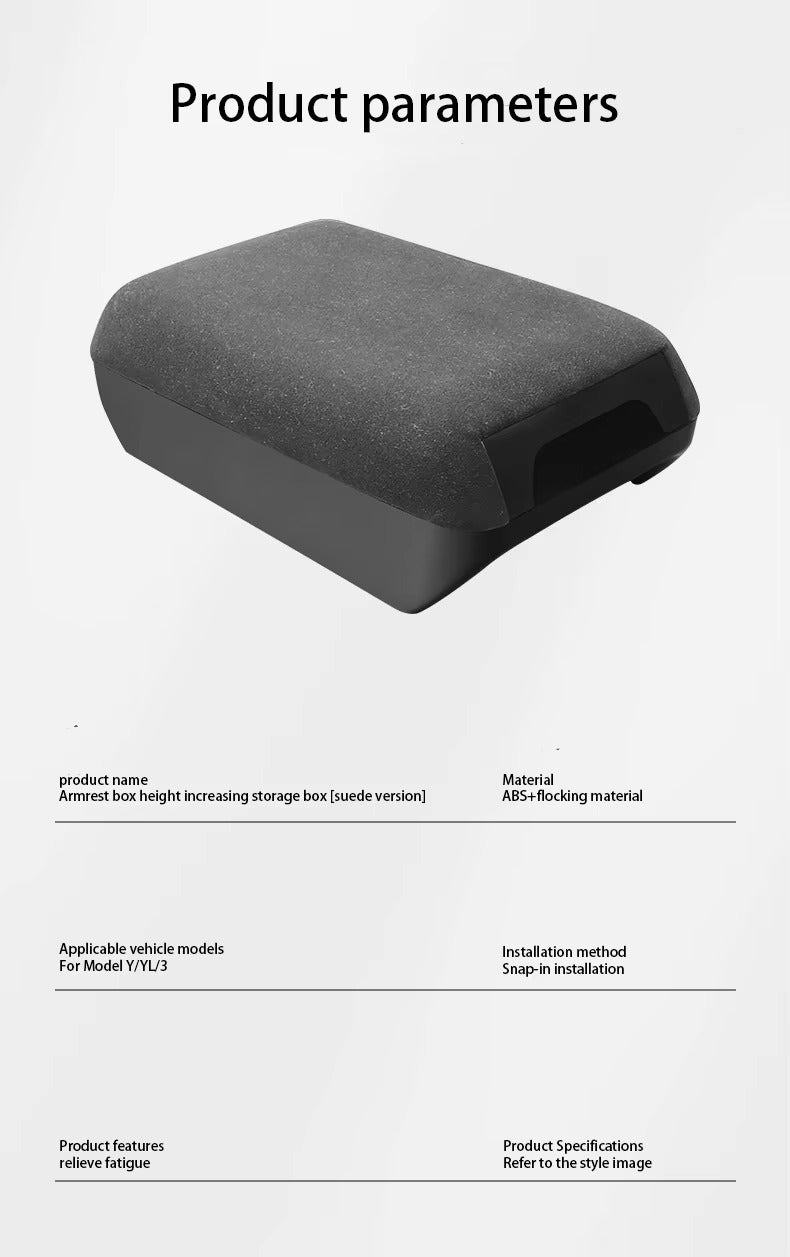 Tesla Center Console Armrest Height Extension Storage Box for Model YL (2025–2026), Model Y Juniper (2025–2026) & Model 3 Highland (2024–2026)