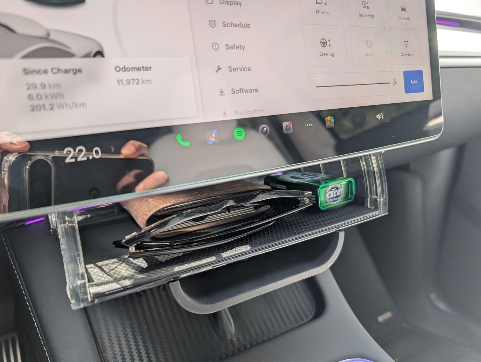 Under Screen Hidden Storage Organizer – Tesla Model Y Juniper & Model 3 Highland